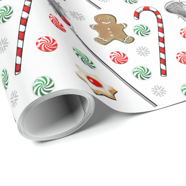 Lacrosse Christmas Wrapping Paper Geschenkpapier (Rolleneckpunkt)