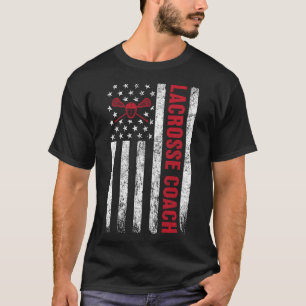 Lacrosse Coach American Flag Lax Lover Lacrosse T-Shirt