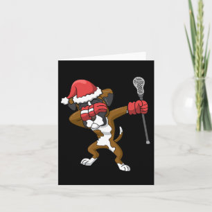 Lacrosse Dabbing Boxer Dog Lax Weihnachtssport Karte