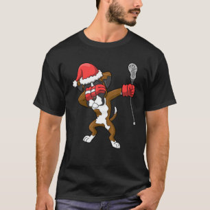 Lacrosse Dabbing Boxer Dog Lax Weihnachtssport T-Shirt