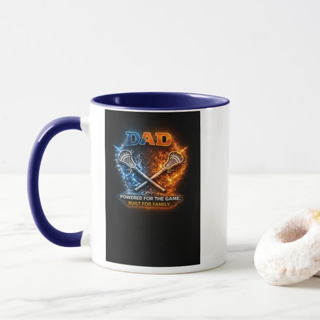 Lacrosse Dad Shield Tasse – Voll aufgeladen für da (Mit Donut)