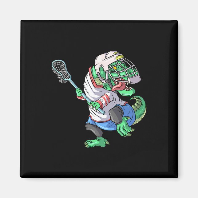 Lacrosse Dinosaur T Rex Mit Lacrosse-Schläger Lust Magnet (Vorne)