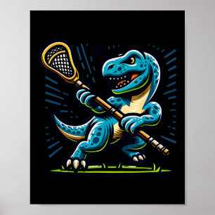 Lacrosse Dinosaur Trendige Sportarten Retro Lustig Poster