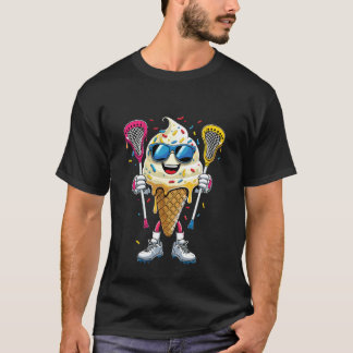 Lacrosse-Eiscreme-Tropfen-Helm-Stöcke Sportfans  T-Shirt
