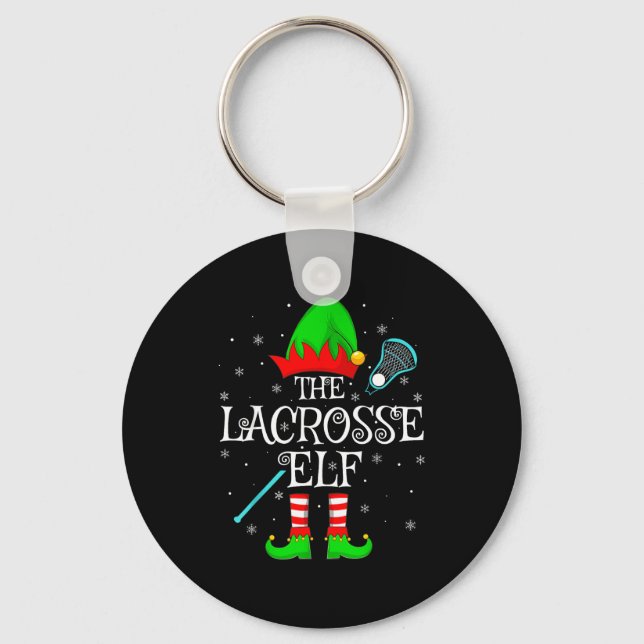 Lacrosse Elf Christmas Family Elf Squad Srts Playe Schlüsselanhänger (Vorderseite)