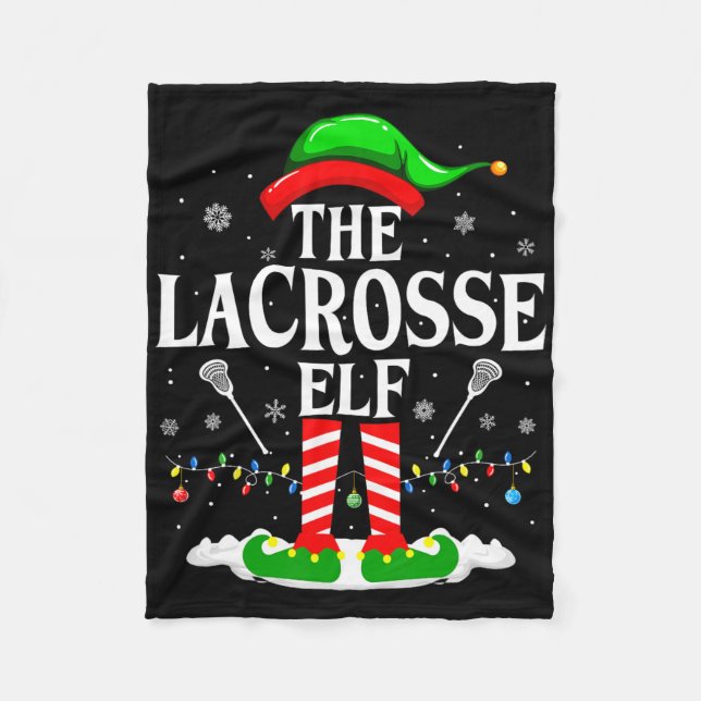 Lacrosse Elf Funny Matching Xmas Lacrosse Chri Fleecedecke (Vorderseite)