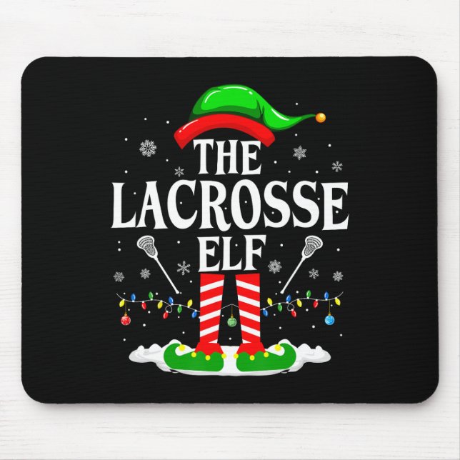 Lacrosse Elf Funny Matching Xmas Lacrosse Chri Mousepad (Vorne)