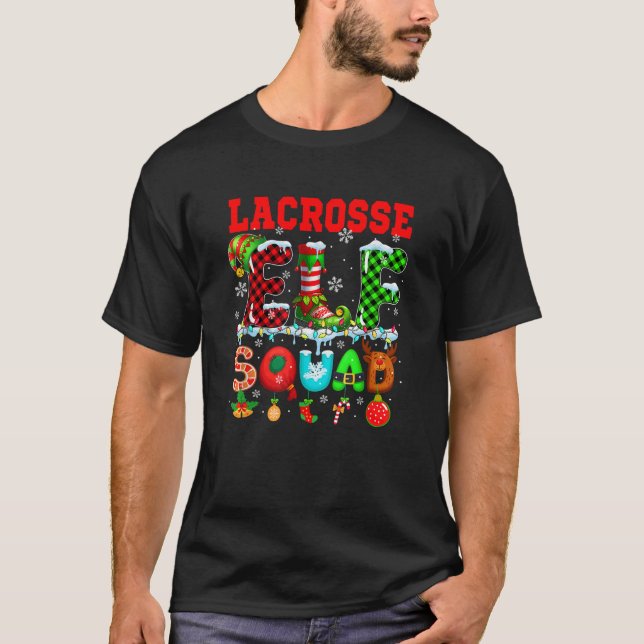 Lacrosse Elf Squad Christmas Colorful Player Team  T-Shirt (Vorderseite)