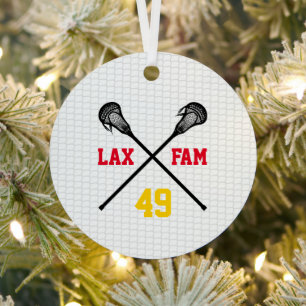 Lacrosse Family hält Net Player NUMMER Sports Ornament Aus Metall