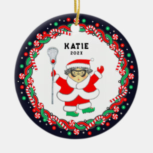 Lacrosse-Feiertagsgeschenk Keramik-Ornament Keramik Ornament