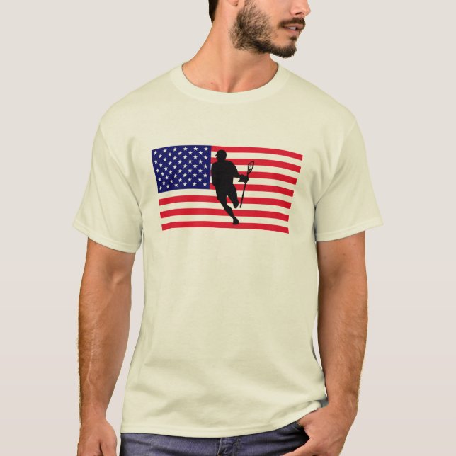 Lacrosse-Flagge IRock Amerika T - Shirt (Vorderseite)