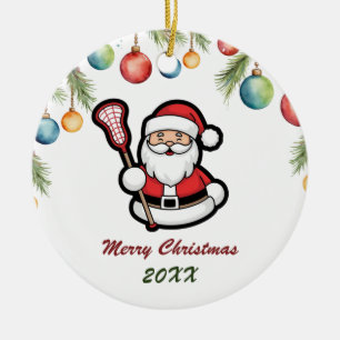 Lacrosse Frohe Weihnachten Niedlicher Weihnachtsma Keramik Ornament