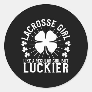 Lacrosse Girl St Patrick's Day Runder Aufkleber