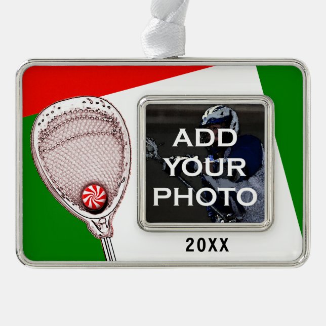 Lacrosse Goalie Christmas Collectin Rahmen-Ornament Silber (Vorderseite)