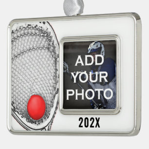 Lacrosse Goalie Collectible Rahmen-Ornament Silber