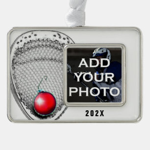 Lacrosse Goalie Collectible Rahmen-Ornament Silber