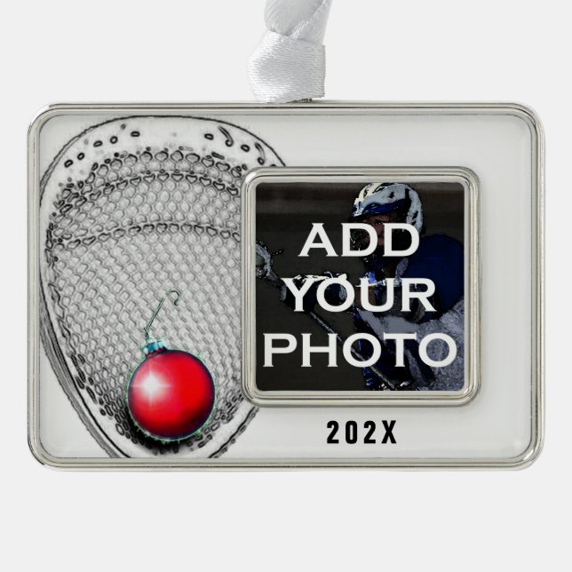 Lacrosse Goalie Collectible Rahmen-Ornament Silber (Vorderseite)