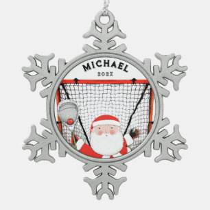 Lacrosse Goalie Holiday Gift Schneeflocken Zinn-Ornament