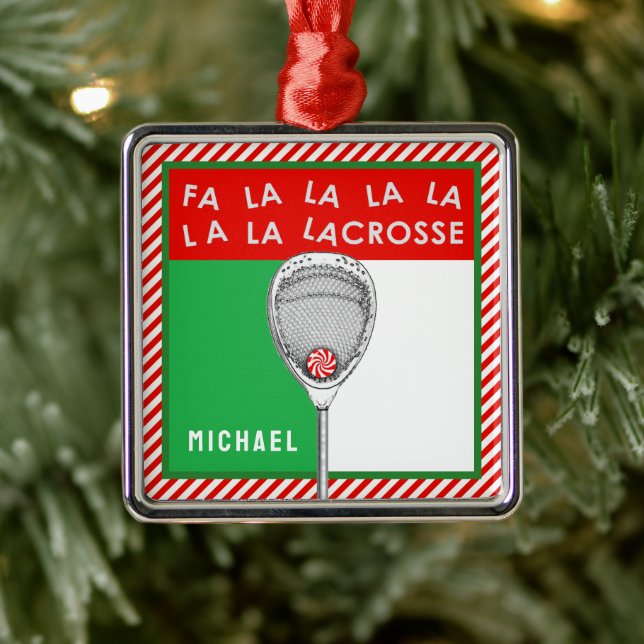 Lacrosse Goalie Holiday Gift Silbernes Ornament (Baum)