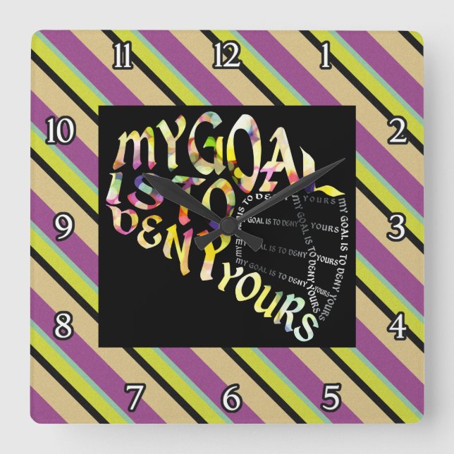 Lacrosse Goalie Mask Typografy Clock Quadratische Wanduhr (Vorderseite)