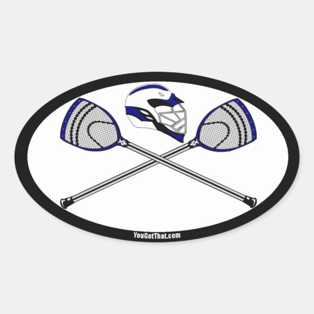 Lacrosse Goalie Sticks und Helmet Ovaler Aufkleber (Vorderseite)