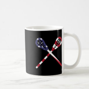 Lacrosse hält uns Flaggen Vintage Patriotische Lax Kaffeetasse
