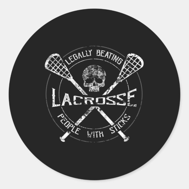 Lacrosse hat Leute mit Stöcken-Spaß de Runder Aufkleber (Vorderseite)