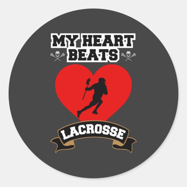 Lacrosse Heart Male Player Sport Passion Liebe Runder Aufkleber (Vorderseite)