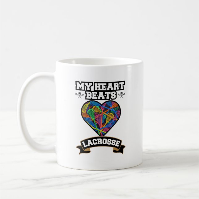 Lacrosse Heart Sticks Passion Sport Liebe Game Kaffeetasse (Links)