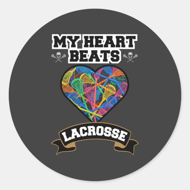 Lacrosse Heart Sticks Passion Sport Liebe Game Runder Aufkleber (Vorderseite)
