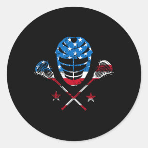 Lacrosse Helmet American USA Flag Runder Aufkleber