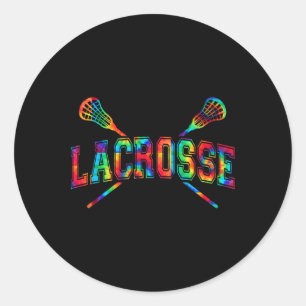 Lacrosse Krawatte-Farbstoff Crossed Sticks Cool La Runder Aufkleber