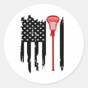 Lacrosse - Lacrosse American Flag Shirt Runder Aufkleber