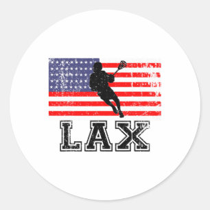 Lacrosse Lax American Flag Runder Aufkleber