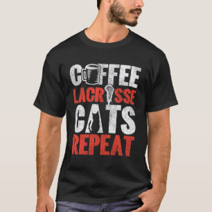Lacrosse Lax Kaffee Katze Vintage Kaffee Lacrosse T-Shirt