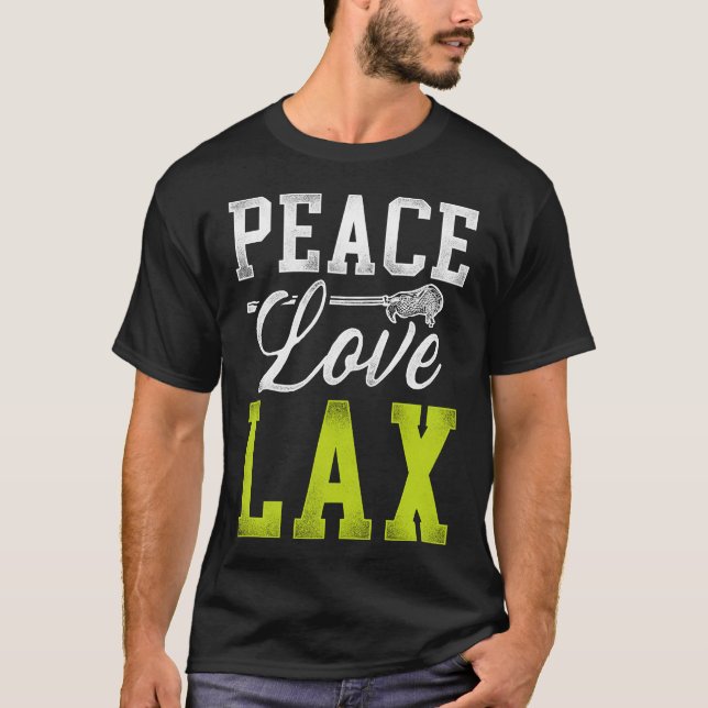 Lacrosse Lax Peace Liebe Lax T-Shirt (Vorderseite)