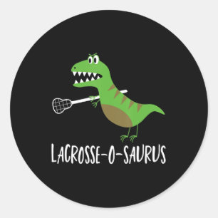 Lacrosse Lax Player Dinosaur Dino Lover Sport Gif Runder Aufkleber