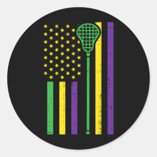 Lacrosse Lax Sport Patriotic Men W Runder Aufkleber