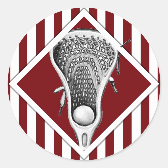 Lacrosse Lax Team Maroon Classic Round Sticker (Vorderseite)