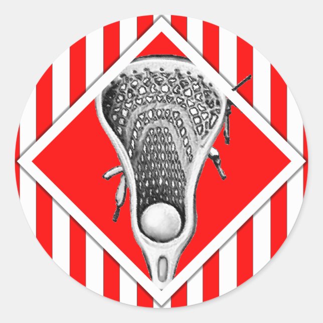 Lacrosse Lax Team Red Classic Round Sticker (Vorderseite)