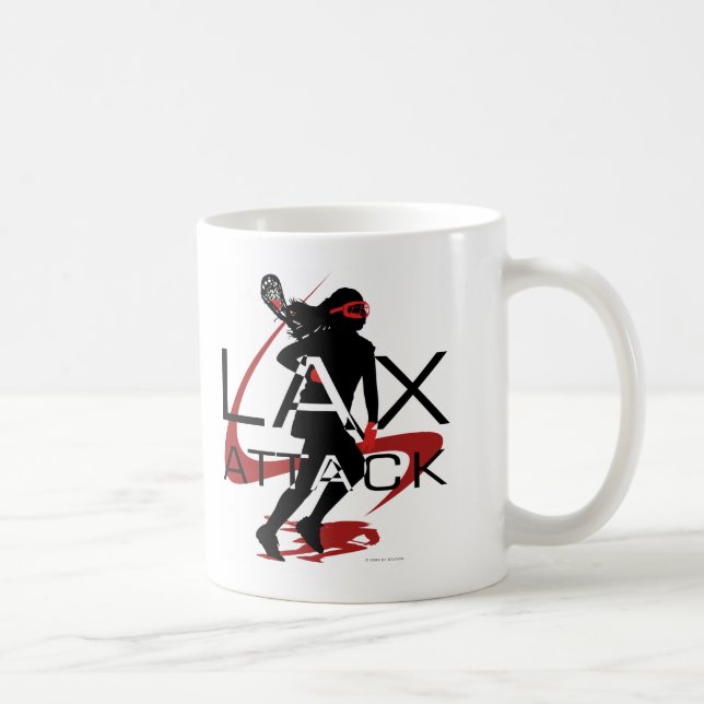 Lacrosse-Mädchen-LOCKERES Angriffs-Rot Kaffeetasse (Rechts)