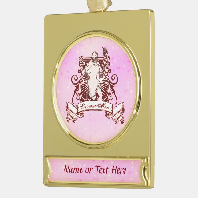 Lacrosse Mama Anpassbare Weihnachtsschmuck Banner-Ornament Gold (Links)