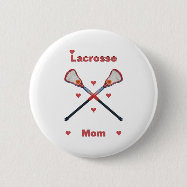 Lacrosse-Mama-Herzen Button (Vorderseite)