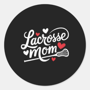 Lacrosse-Mama Niedliche Lacrosse-Spielerin Mutter Runder Aufkleber