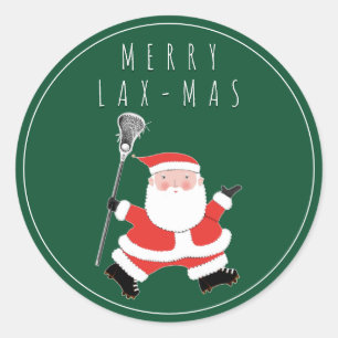 Lacrosse Merry Lax-mas Classic Rundumaufkleber Runder Aufkleber