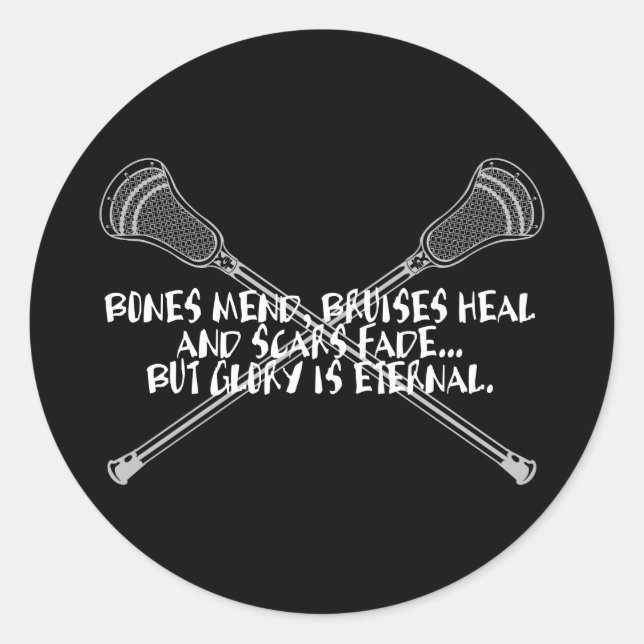 Lacrosse Motivation Glory Cosses weiße Aufkleber (Vorderseite)