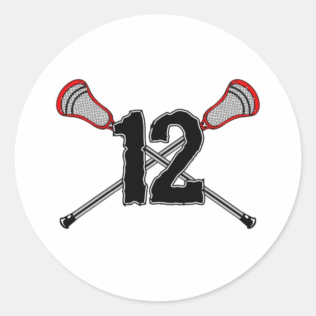 Lacrosse Number 12 2 Aufkleber (Vorderseite)