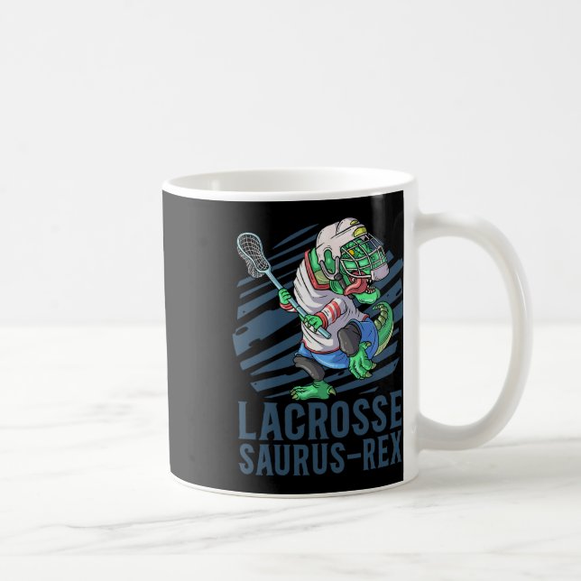 Lacrosse-o-saurus T Rex Dinosaurier mit Lacrosse-S Kaffeetasse (Rechts)
