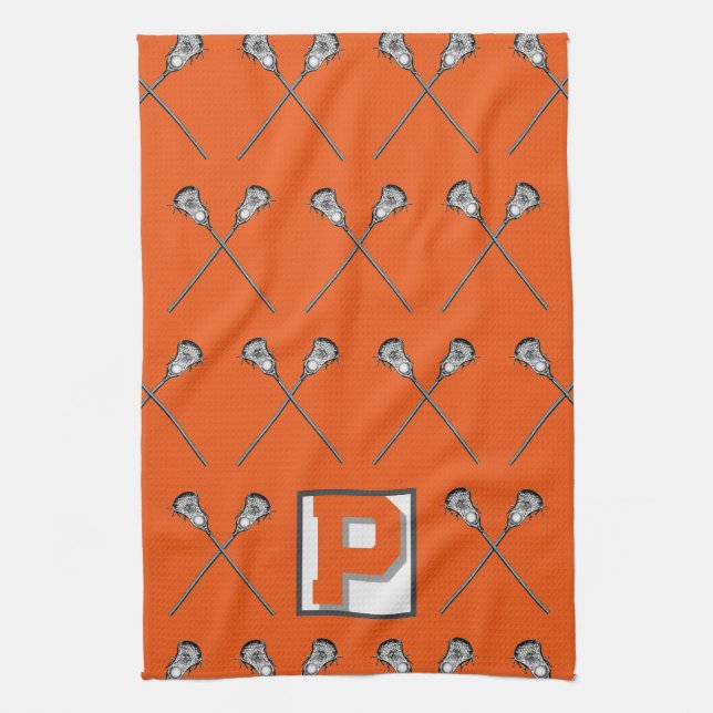 Lacrosse Orange Sporttuch Geschirrtuch (Vertikal)