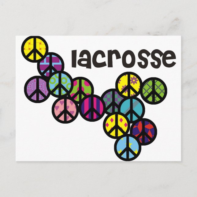 Lacrosse Peace Signs gefüllt Postkarte (Vorderseite)